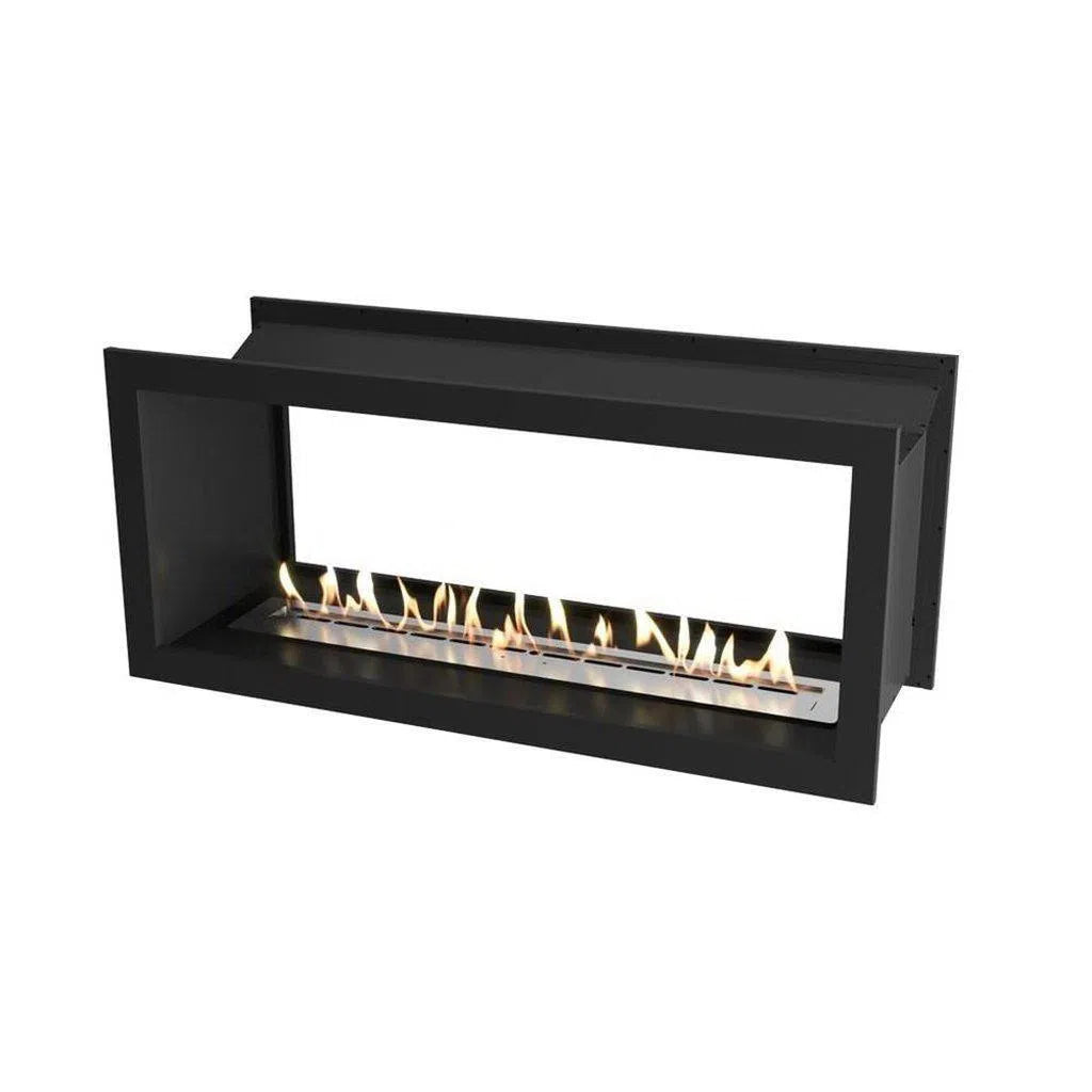 Slimline Double Sided Ethanol Firebox 1350 With Black Powder Coated Fascia