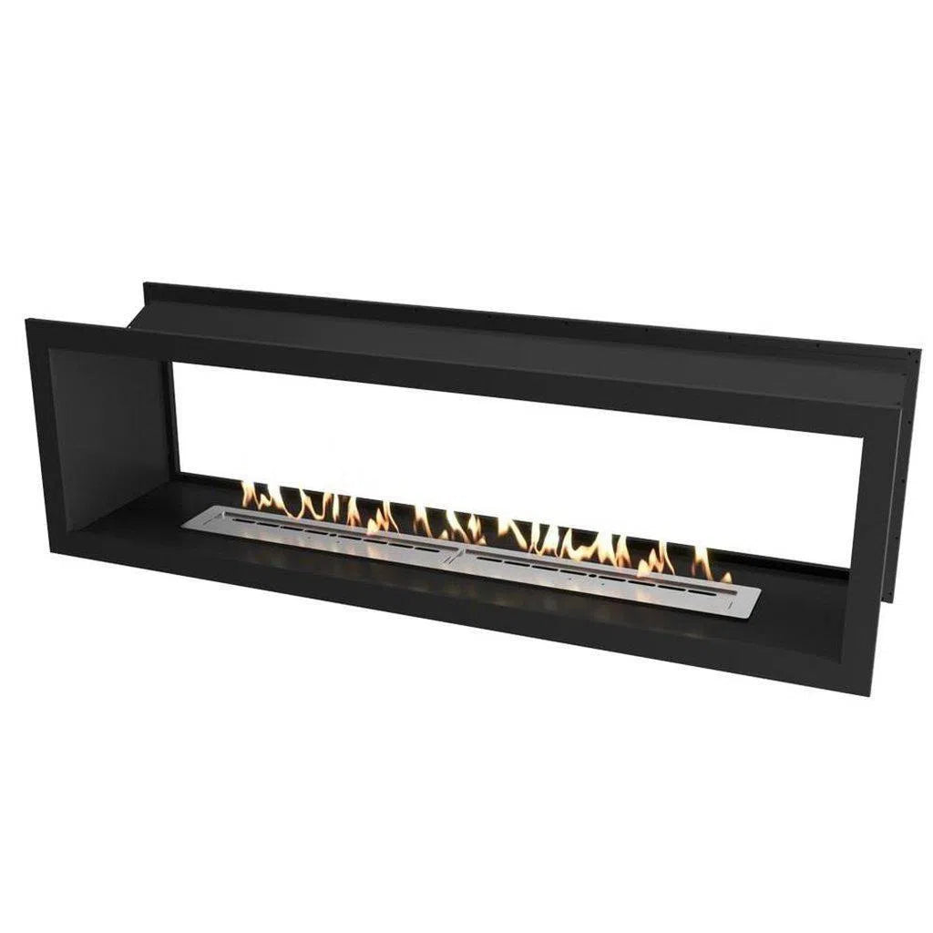 Slimline Double Sided Ethanol Firebox 2000 With Slimline 1400 Burner & Black Powder Coated Fascia