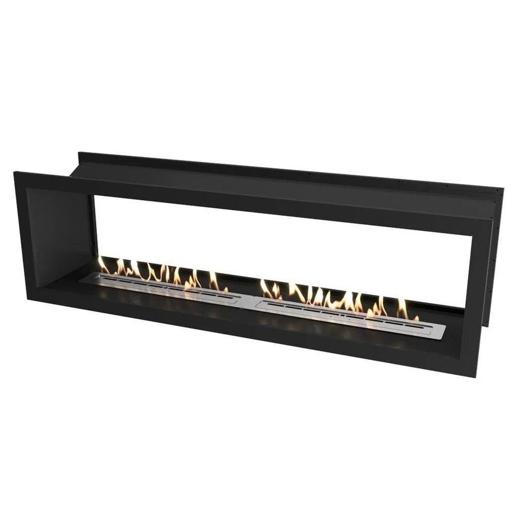 Slimline Double Sided Ethanol Firebox 2000 With Slimline 2 x 800 Burner & Black Powder Coated Fascia