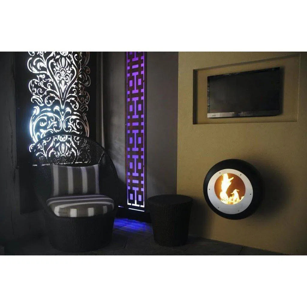 Vellum Wall Mounted Cocoon Ethanol Fireplace - Matte Black