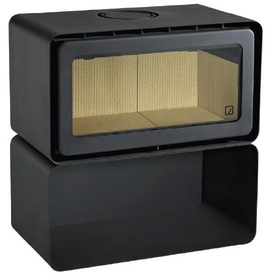ADF Hayra 85 VL Freestanding Wood Fireplace with Glass Door and Black Steel Base