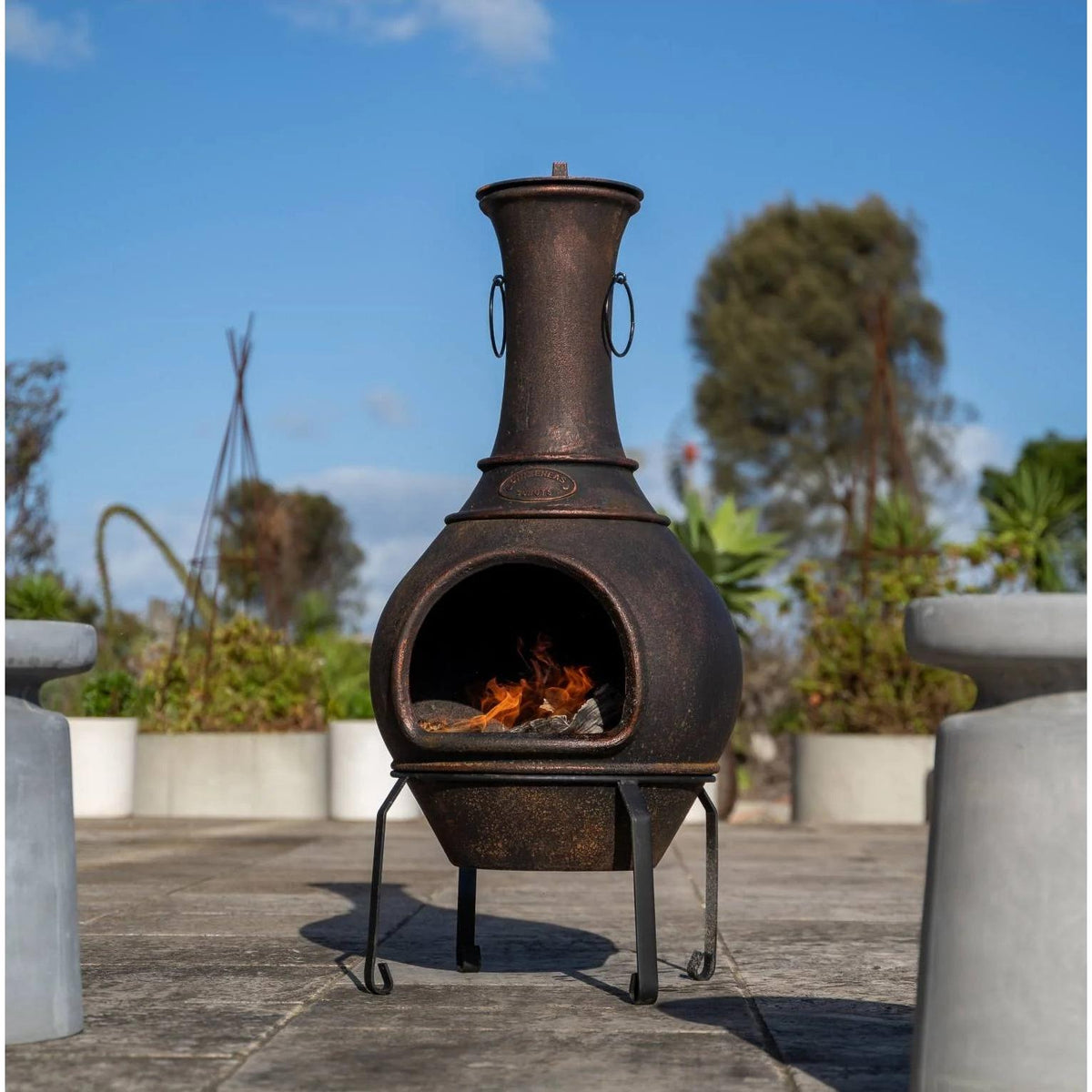 Argon Cast Iron Chiminea - Antique Copper