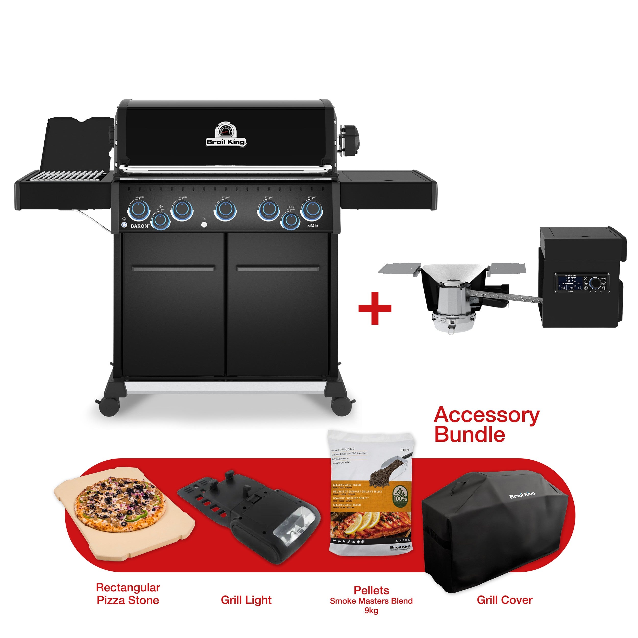 Broil King Baron 490 IRX Shadow BBQ/Pellet Smoker Bundle