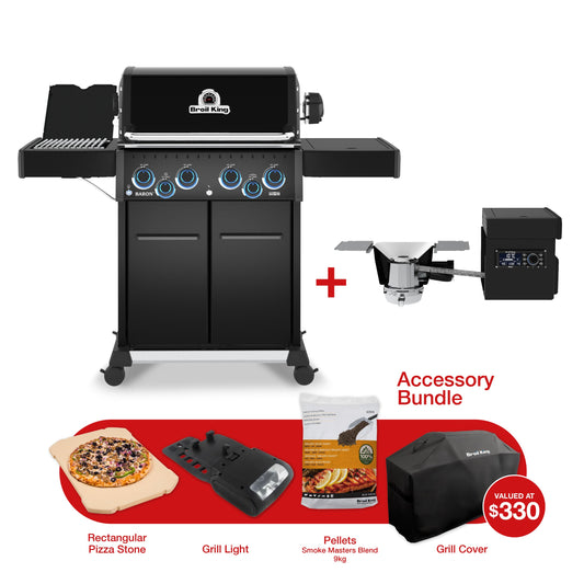Broil King Baron 490 IRX Shadow BBQ/Pellet Smoker Bundle