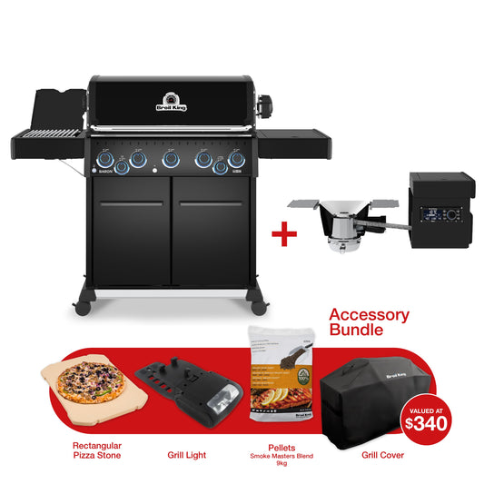 Broil King Baron 590 IRX Shadow BBQ/Pellet Smoker Bundle