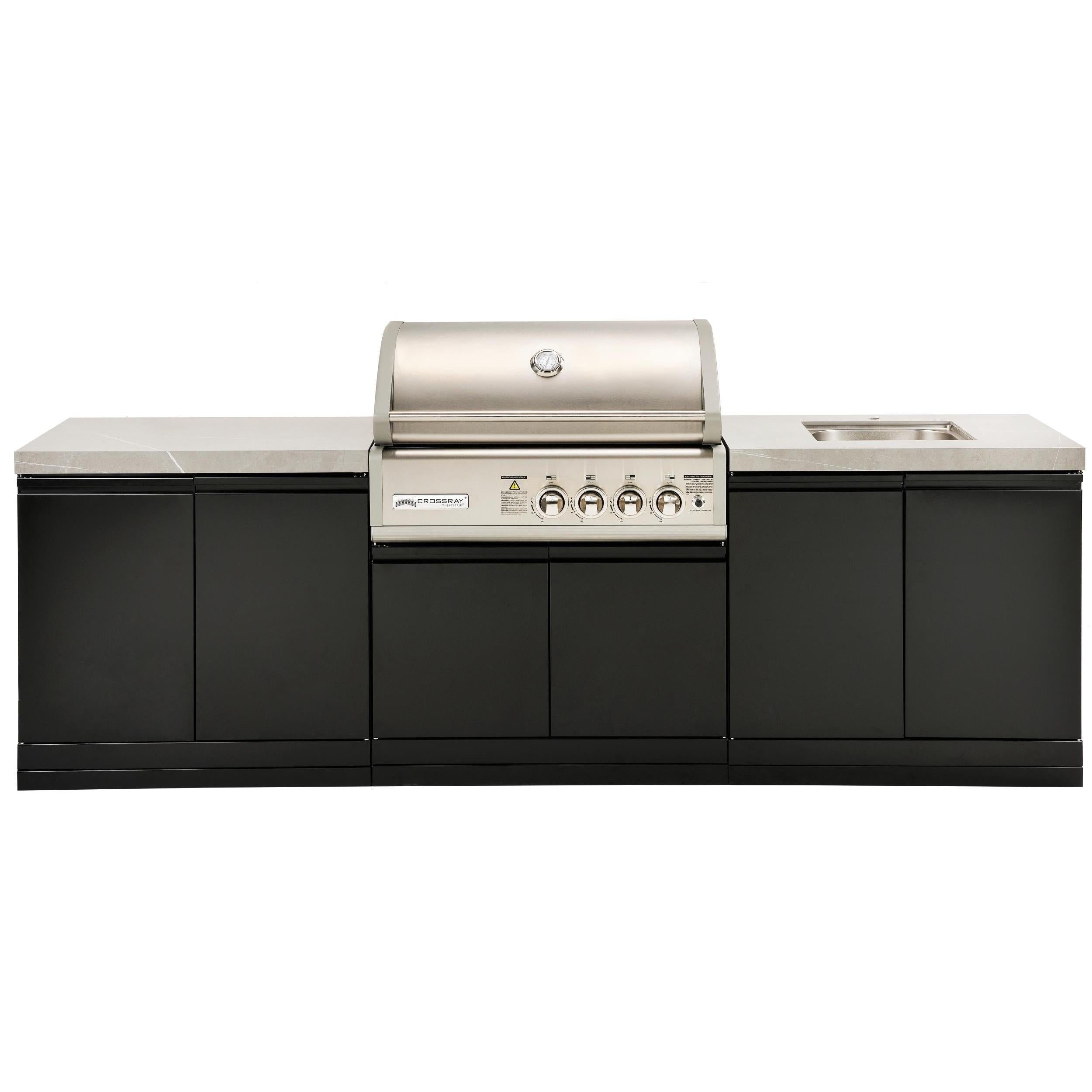 Crossray 4 Burner Gas Outdoor Kitchen Grey Bench