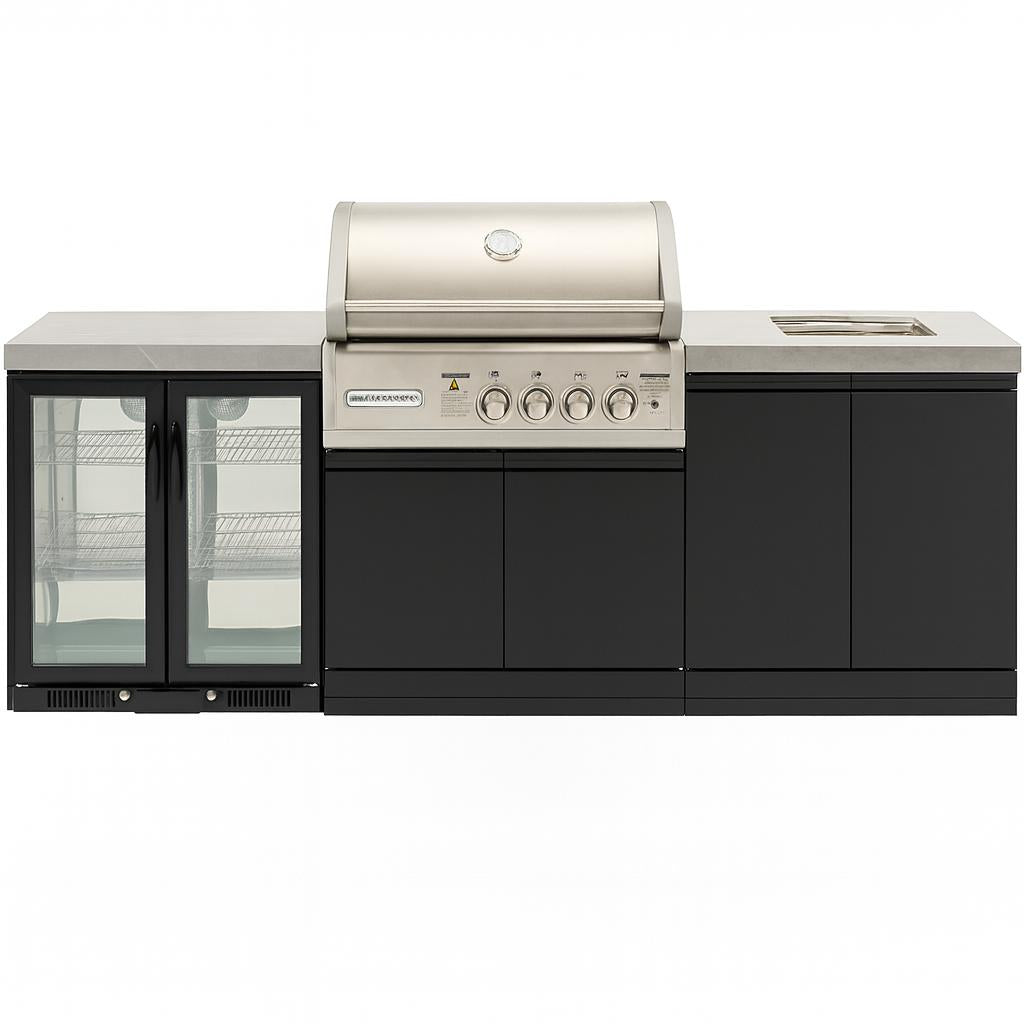 Crossray 4 Burner Gas Outdoor Kitchen Grey Bench