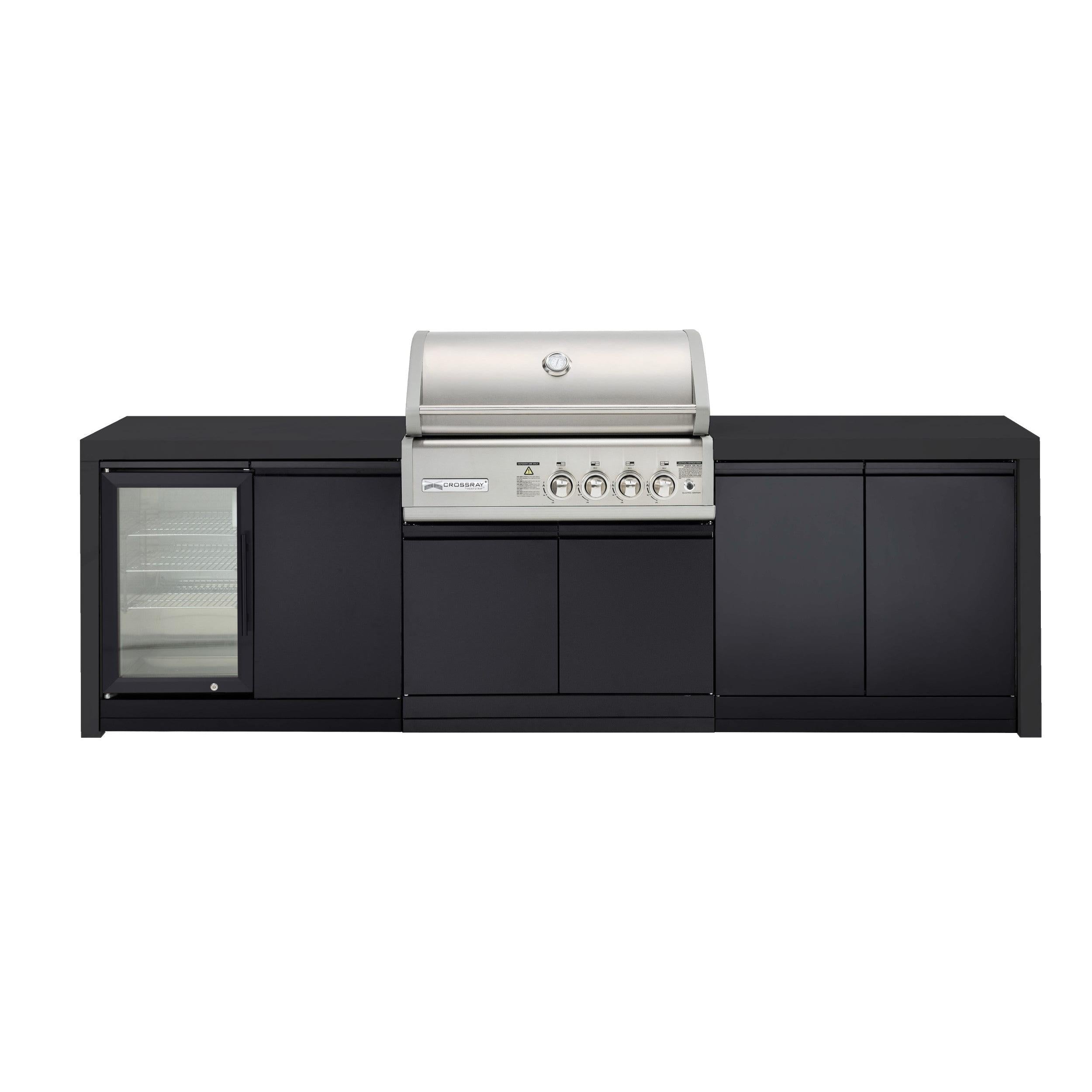 Crossray 4 Burner Gas Outdoor Kitchen With Black Bench