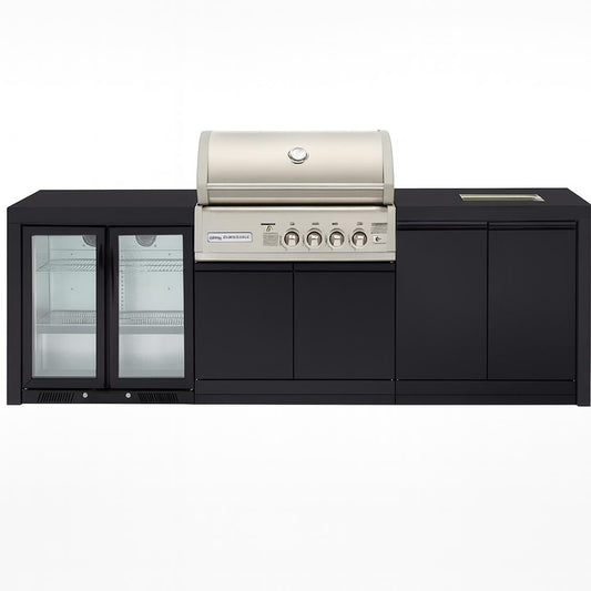 Crossray 4 Burner Gas Outdoor Kitchen With Black Bench