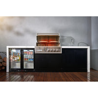 Crossray 4 Burner Gas Outdoor Kitchen With White Bench