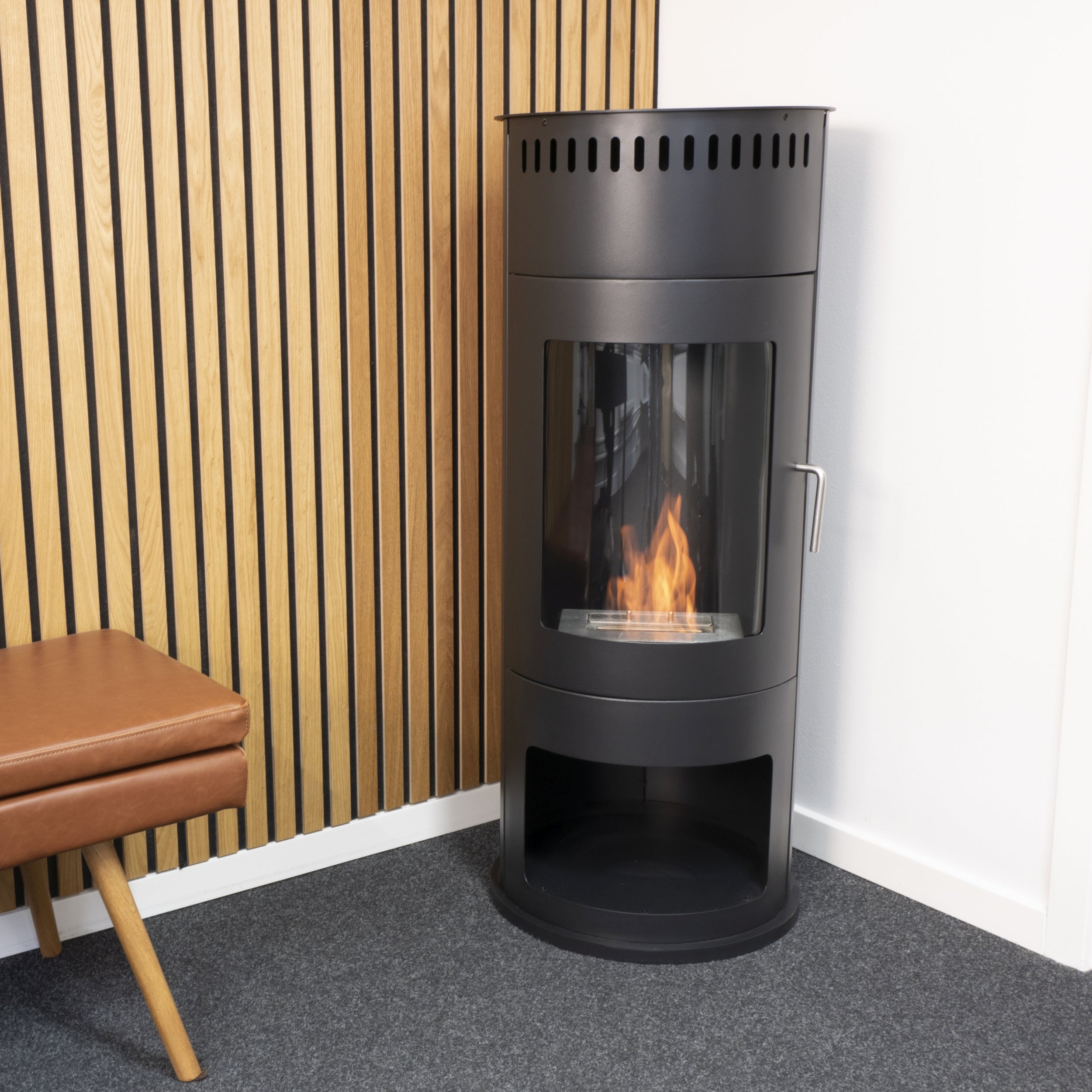 Scandi Washington Black Freestanding Ethanol Fireplace
