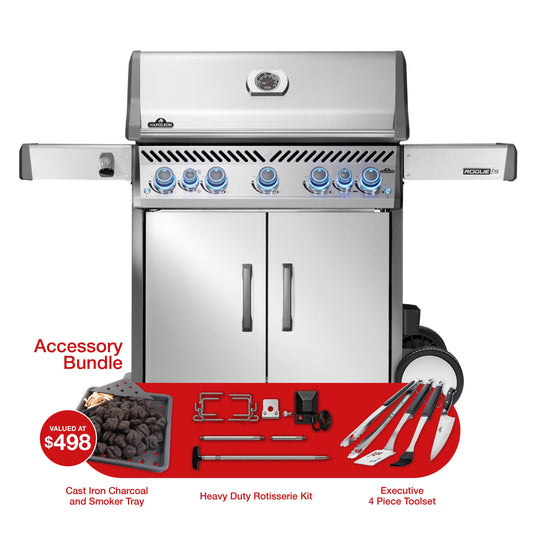 Napoleon Rogue PRO-S 625 LPG Gas BBQ with Infrared Side and Rear Burners Bundle