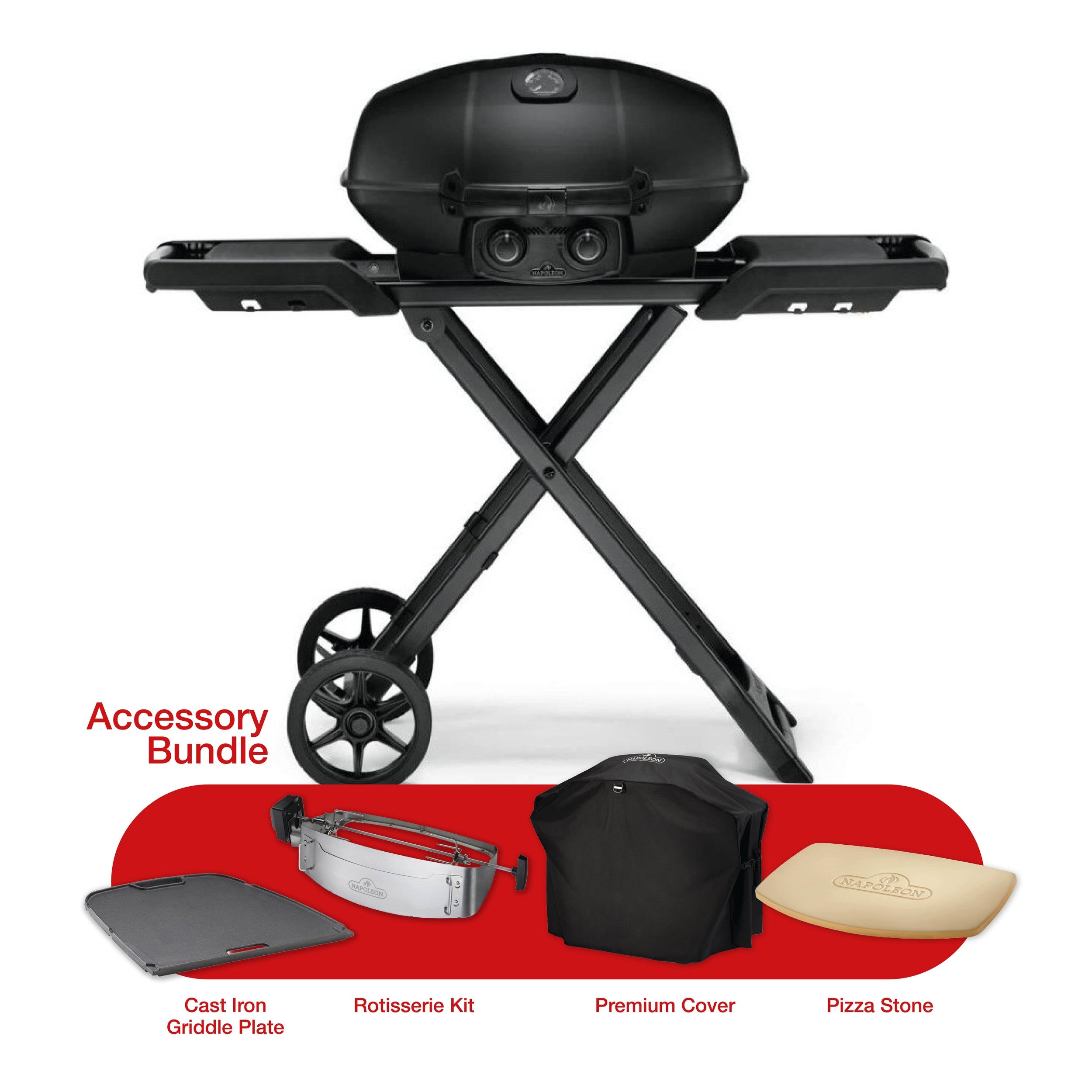 Napoleon TravelQ PRO285X Phantom LPG Gas Portable BBQ Bundle
