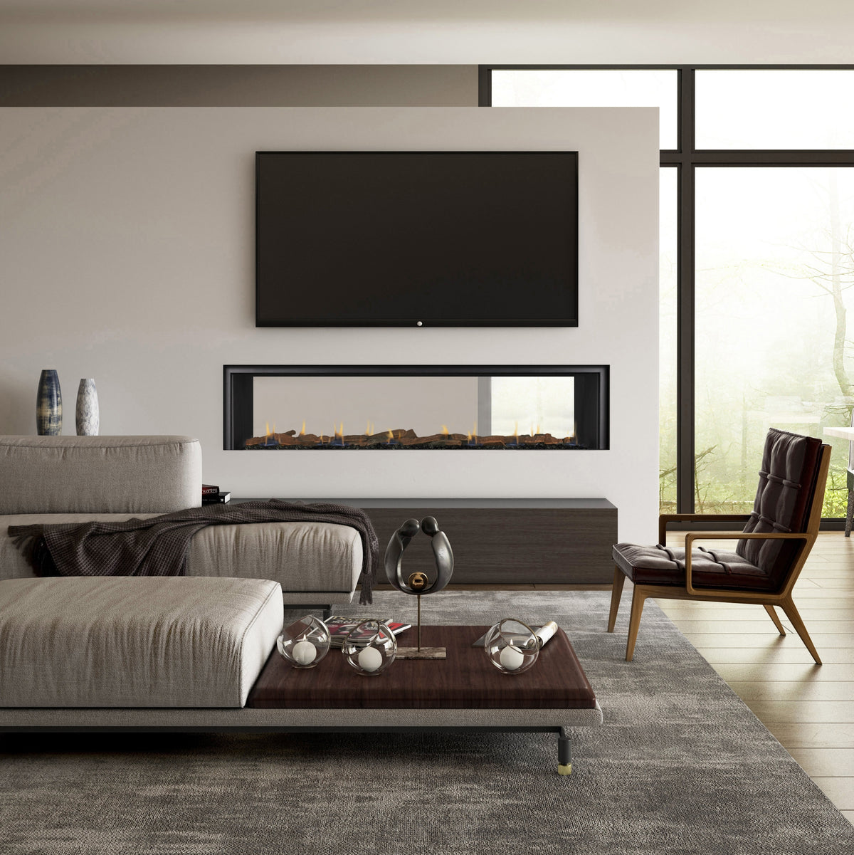 Real Flame Element 1800 Double Sided Gas Fireplace