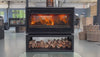 Load and play video in Gallery viewer, Lacunza Nickel 800 Double Sided In-Built Wood Fireplace